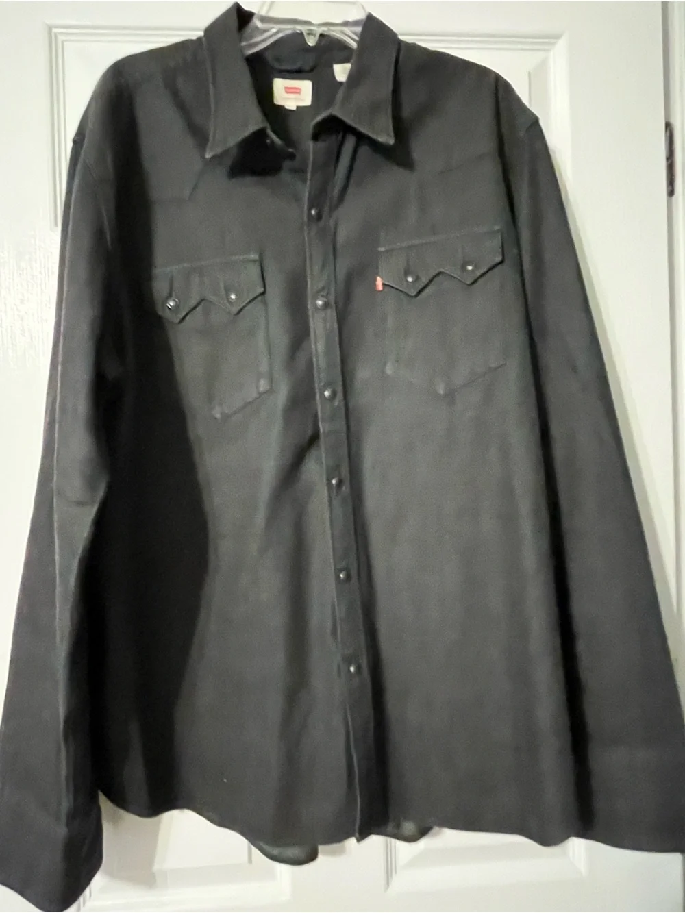 Levi's Black Western Snap Shirt - Men's Classic Long Sleeve pit to pit 24